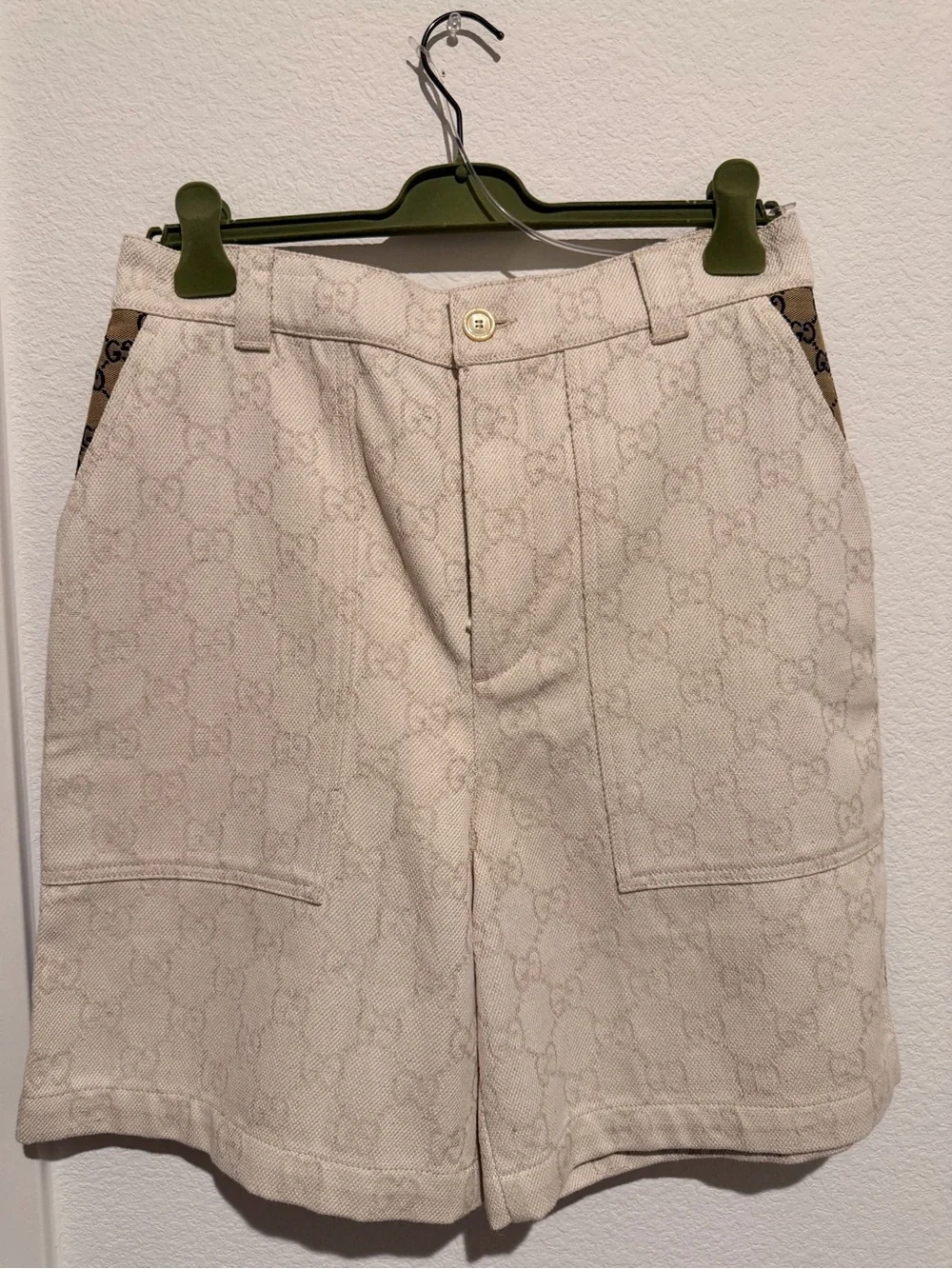 Authentic Gucci Beige Monogram Canvas Men's Shorts